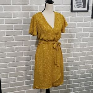 Yellow Polka Dot Wrap Dress